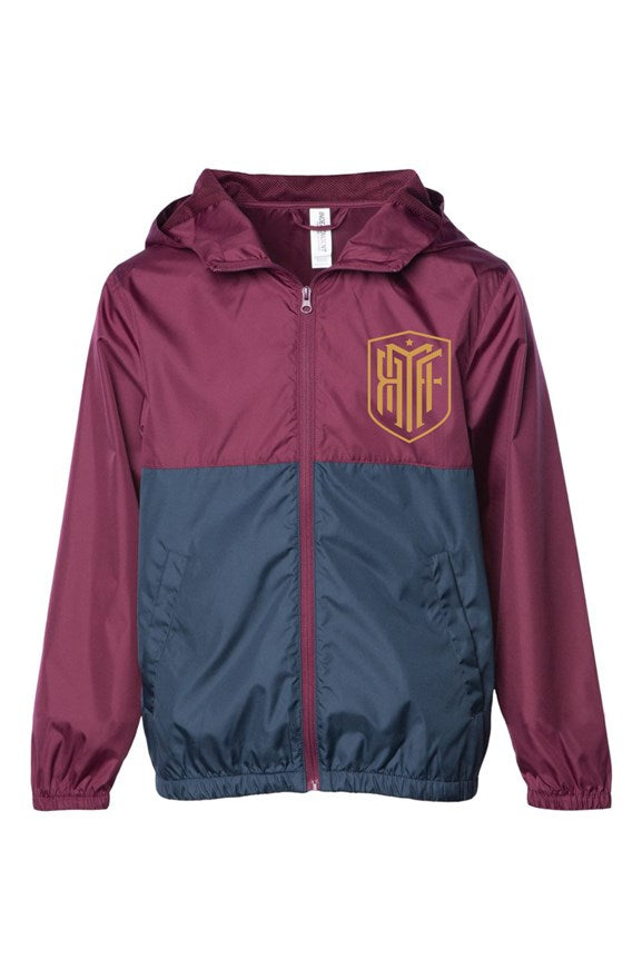 Youth Maroon-Navy Lightweight Windbreaker Jacket